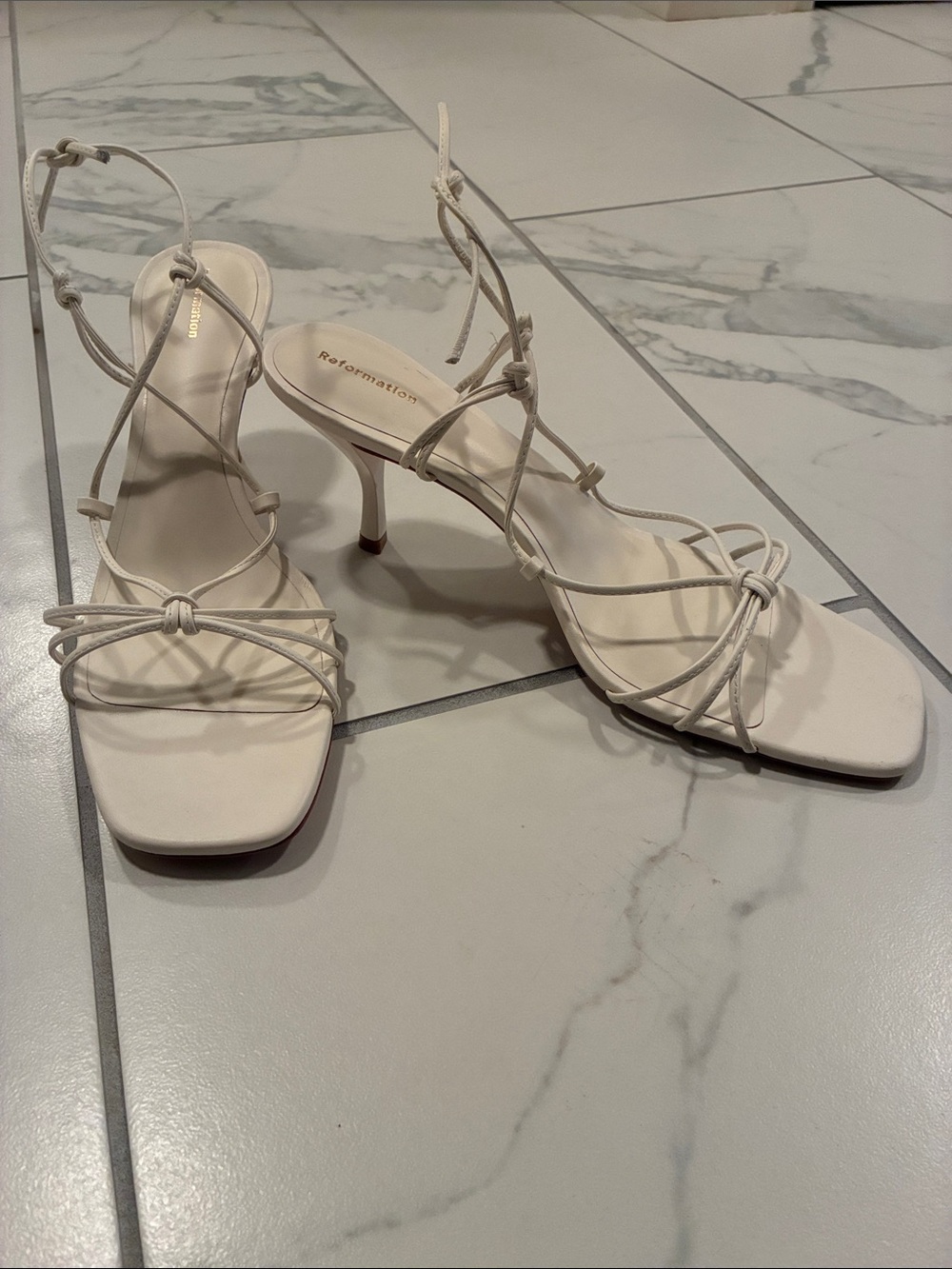 Reformation Gray Heeled Sandal in White Size 11